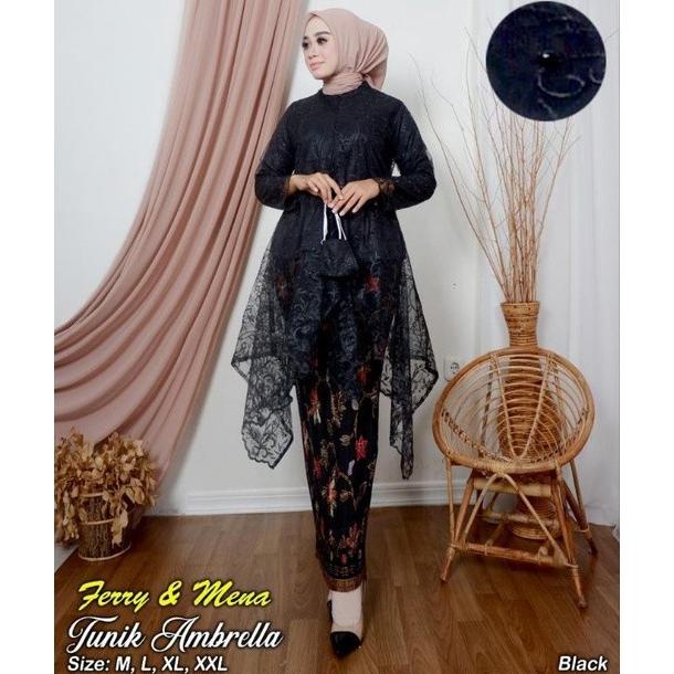 Setelan Kebaya Modern Tunik Tulle Ambrella Jumbo ld 120 /Kebaya Wisuda
