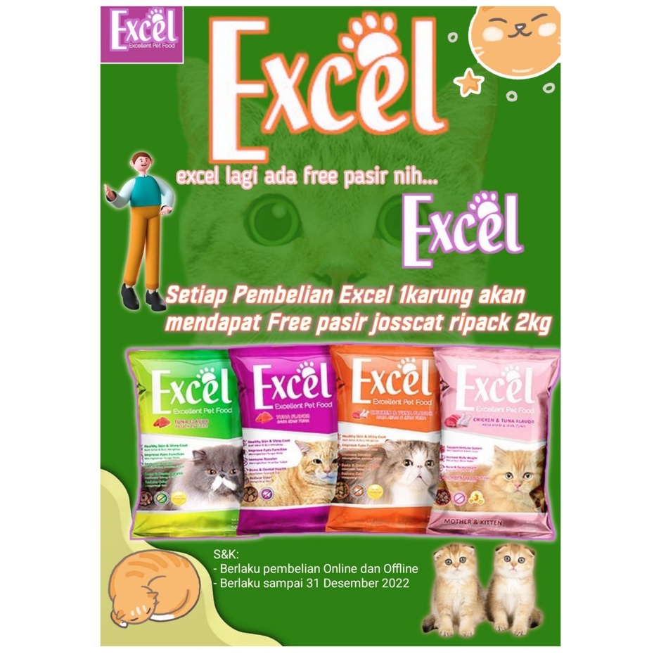 Excel Cat food 20kg Ikan Donat Segitiga Cat food makanan kucing