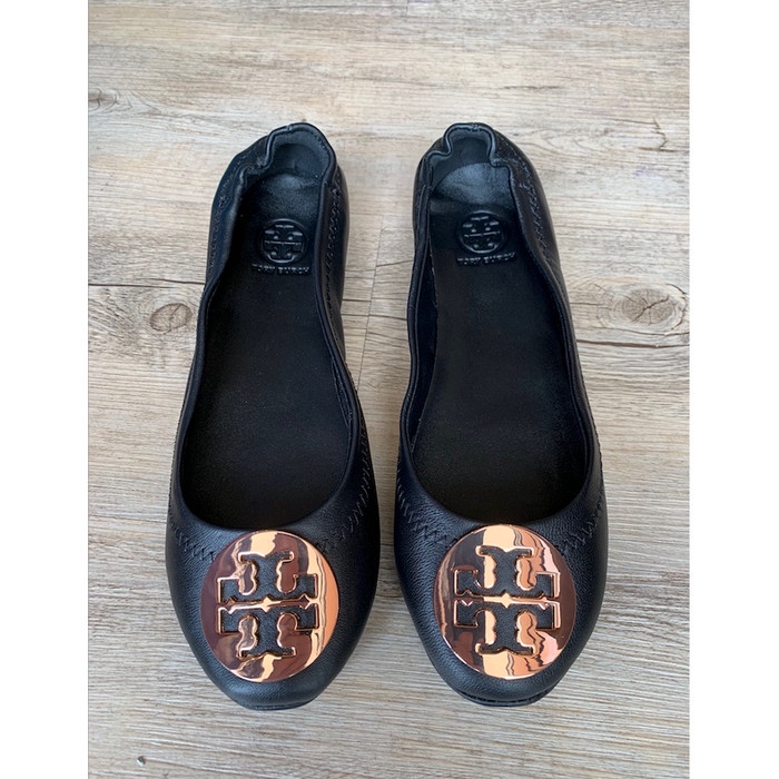 Authentic TB Flat Shoes Black Gold