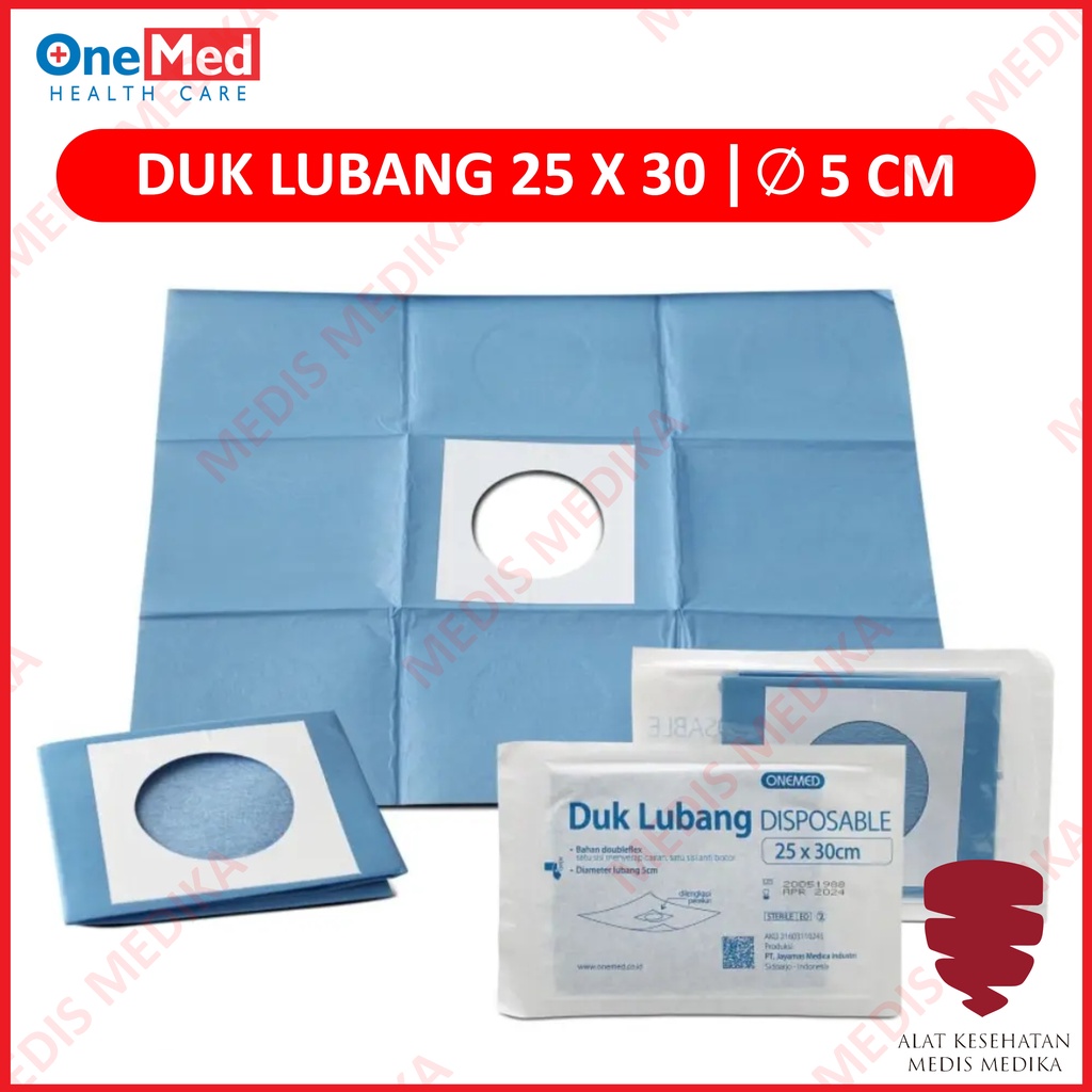 Duk Sterile 25X30 D5 Onemed Lubang 5cm Peralatan P3K Disposable Kain Operasi Steril 25 x 30 cm 25x30cm