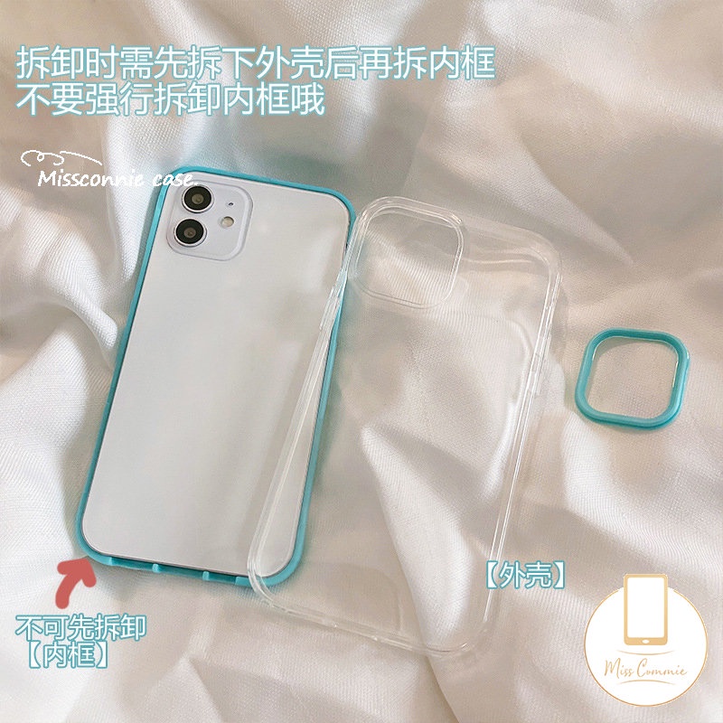 Soft Case Silikon Transparan 3 in 1 Warna Permen Untuk iPhone 11 14 Pro Max 7Plus 8Plus 14 Plus 12 13 Pro Max 6 6s 7 8 Plus XR X XS Max SE 2020