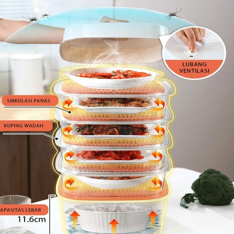 Ready ES Tudung Saji Susun Modern Tempat Penghangat Makanan Tingkat Penutup Makanan Meal Cover