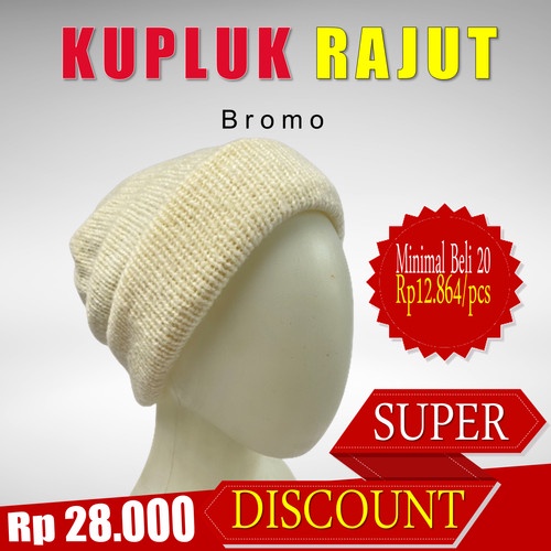 Kupluk Rajut Polos Putih Tebal Nyaman