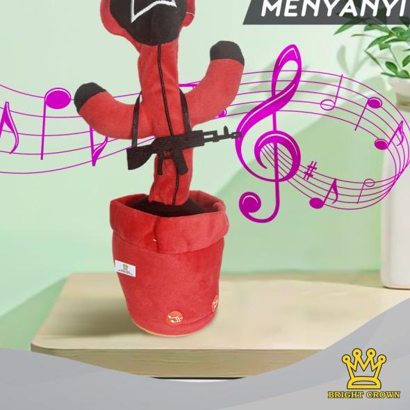 Bright Crown Boneka Squid Game Kaktus Joget Charger USB Cactus Dancing - Squid Game, Segitiga