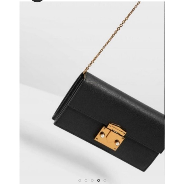 Charles & Keith wallet dompet metal push long lock wallet