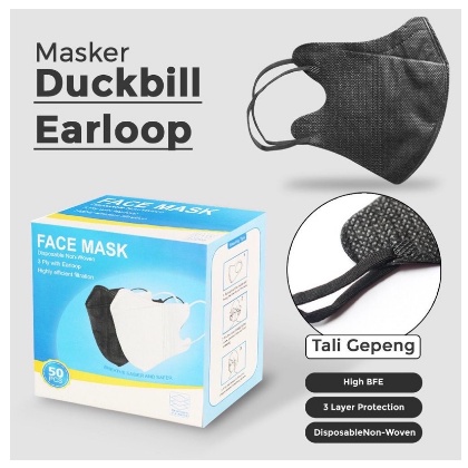 A ZAHRA  MASKER DUCKBIL GARIS Y&amp;B CARE EATLOOP ISI 50 PCS / MASKER 3 PLY EARLOOP