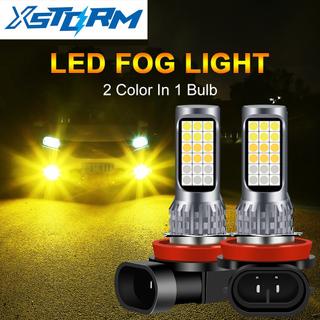 2Pcs 24SMD lampu kabut mobil lampu kabut bi-warna lampu kabut lampu mobil LED H11 13W siang hari men