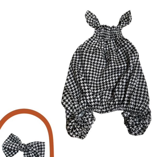 baju anjing poodle jumpsuit houndstooth free pita pawpawsome projects - Hitam, S