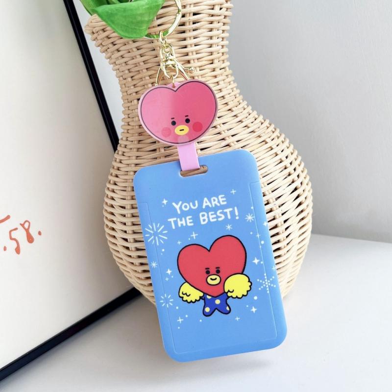 Kpop BTS Card Holder Hard Case TATA COOKY Photocard Pelindung Gantungan Kunci Dengan Rantai Gantung Stretchable LY