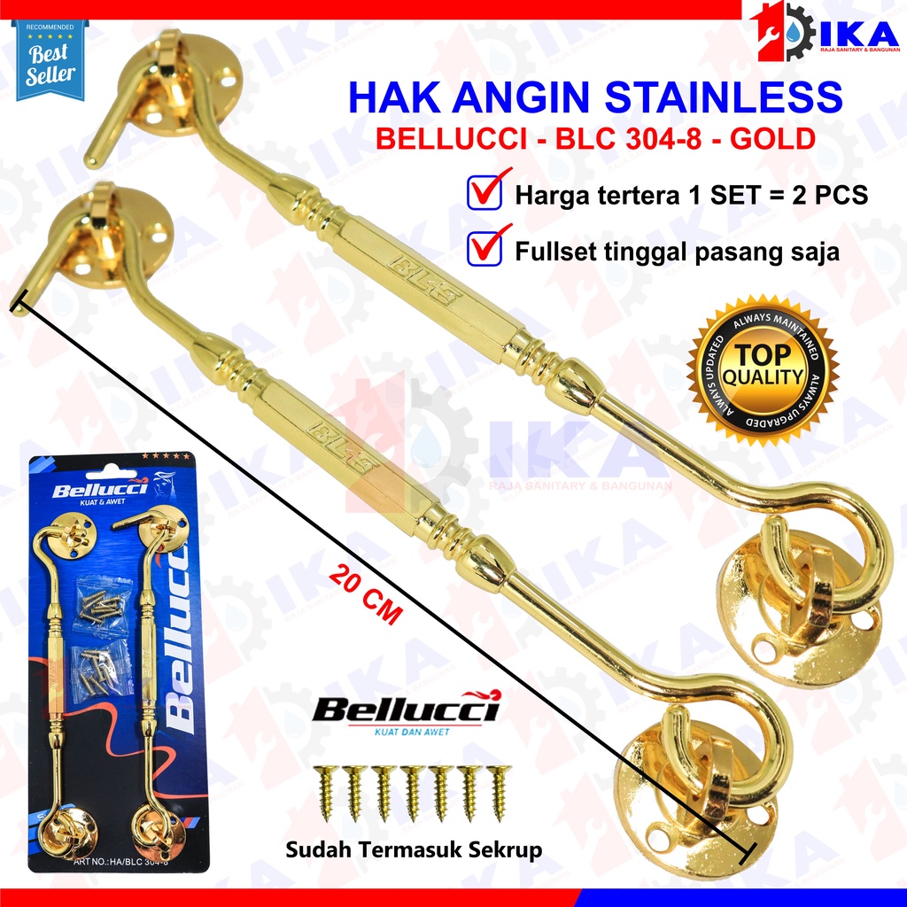 Hak Angin Bellucci / Window hook / Kait jendela / HA BLC 304-8  Hak Angin Bellucci 8&quot; isi 2 pcs