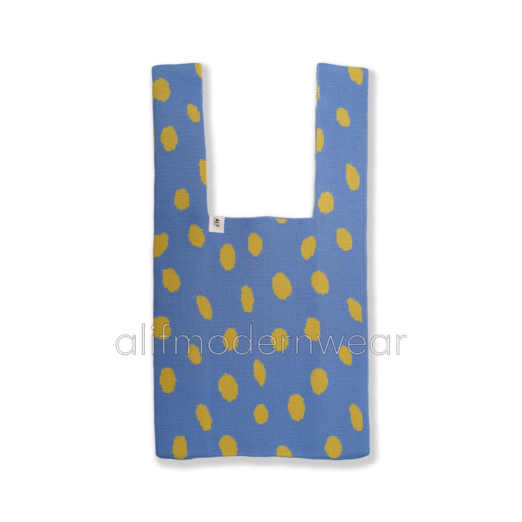 ALIF TAS BELANJA RAJUT POPPIN KNIT GROCERY BAG - VELVET BLUE ( KB-012 )