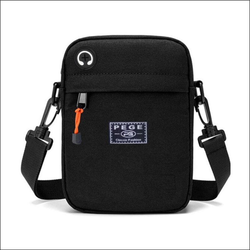 Tas Selempang Slingbag Bahu Miron Hitam Polos Keren / Tas Pria Wanita / Unisex / Best Seller -BG222