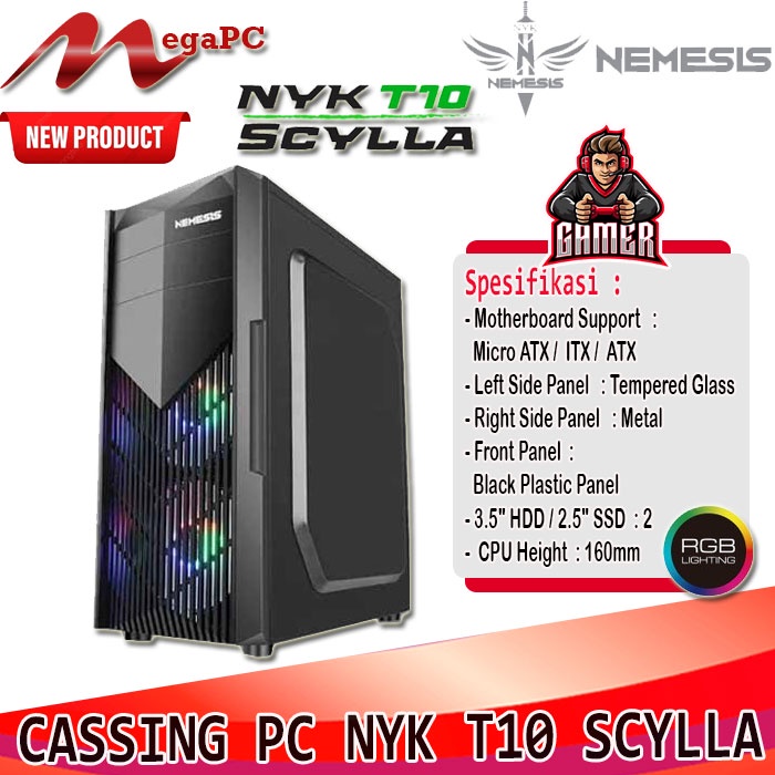 PC CASE GAMING / Cassing T10 Scylla NYK Nemesis Baru