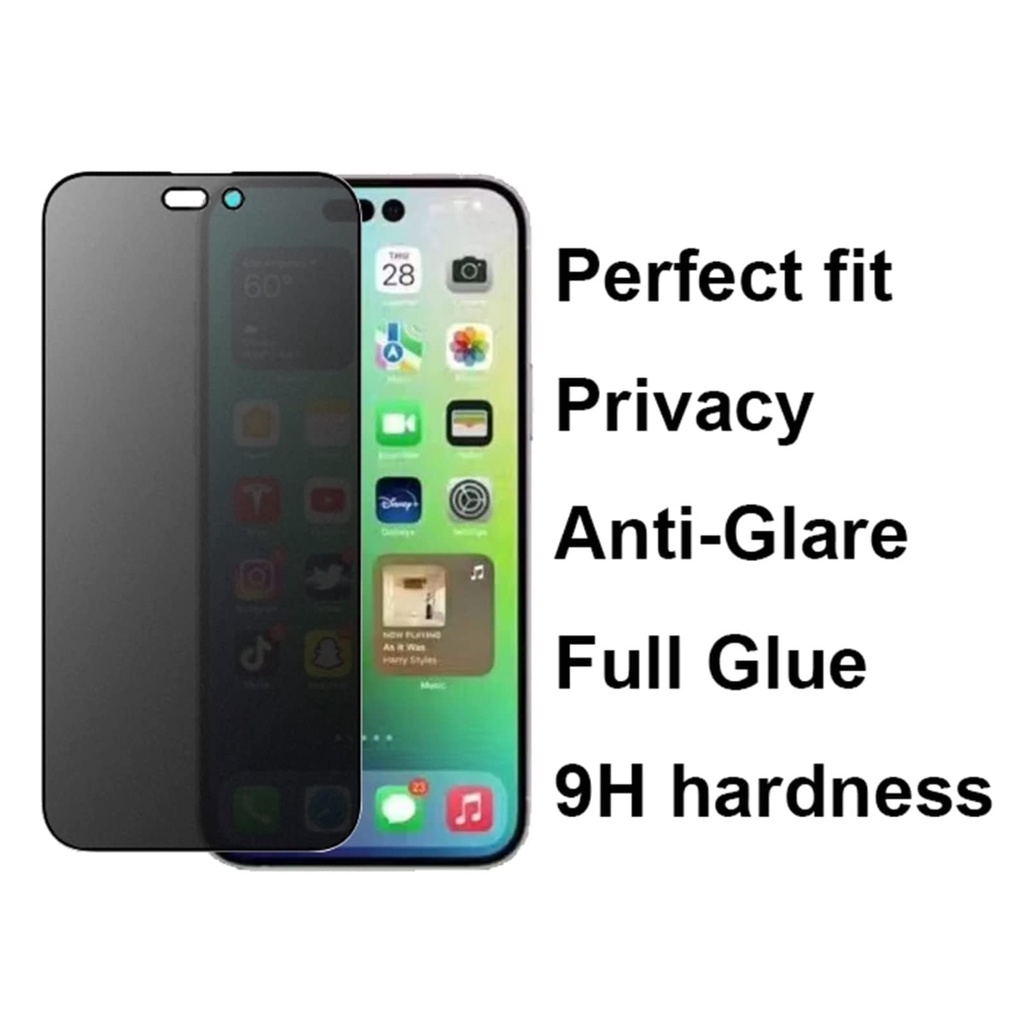 New! Hitam TG Glass GLARE + Anti SPY Privacy iPhone 14 14+ 13 12 11 14Pro 13Pro 12Pro 11Pro 12 Mini 14Promax 13Promax 12 Pro max Promax Tempered BLACK Spay Radiation A INTIP Matte Minyak  Dof Temperd Gelap Tidak Ga Bisa Lihat Dari Samping Tempred Plus AG