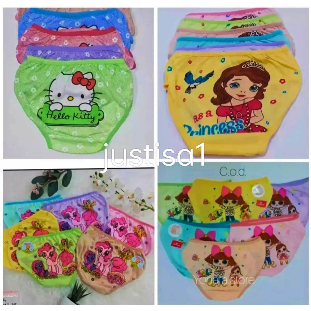 MURAH..3,6 &amp; 12 PCS CELANA DALAM ANAK PEREMPUAN KARAKTER LUCU USIA 1 TAHUN - I TAHUN