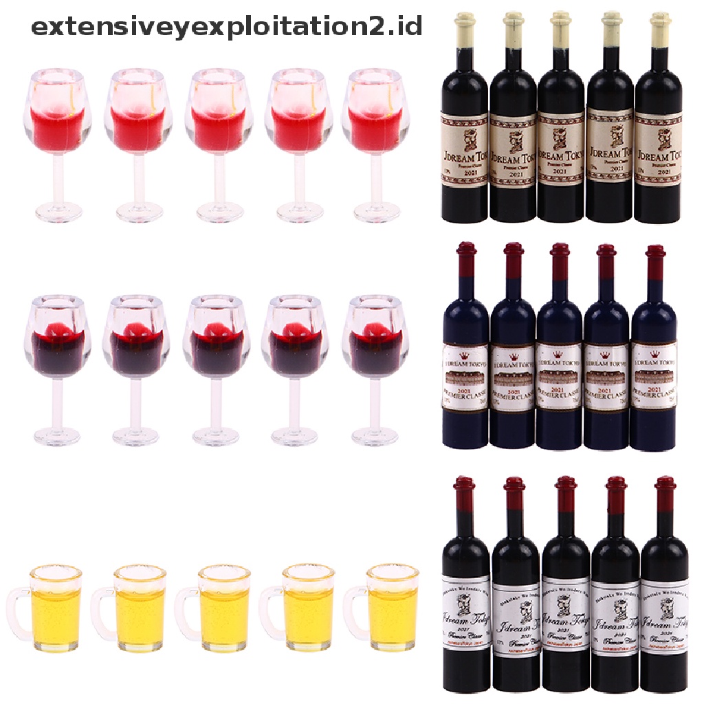 5pcs / Set Mainan Miniatur Gelas Wine / Bir Skala 1: 12 Untuk Dekorasi Rumah Boneka