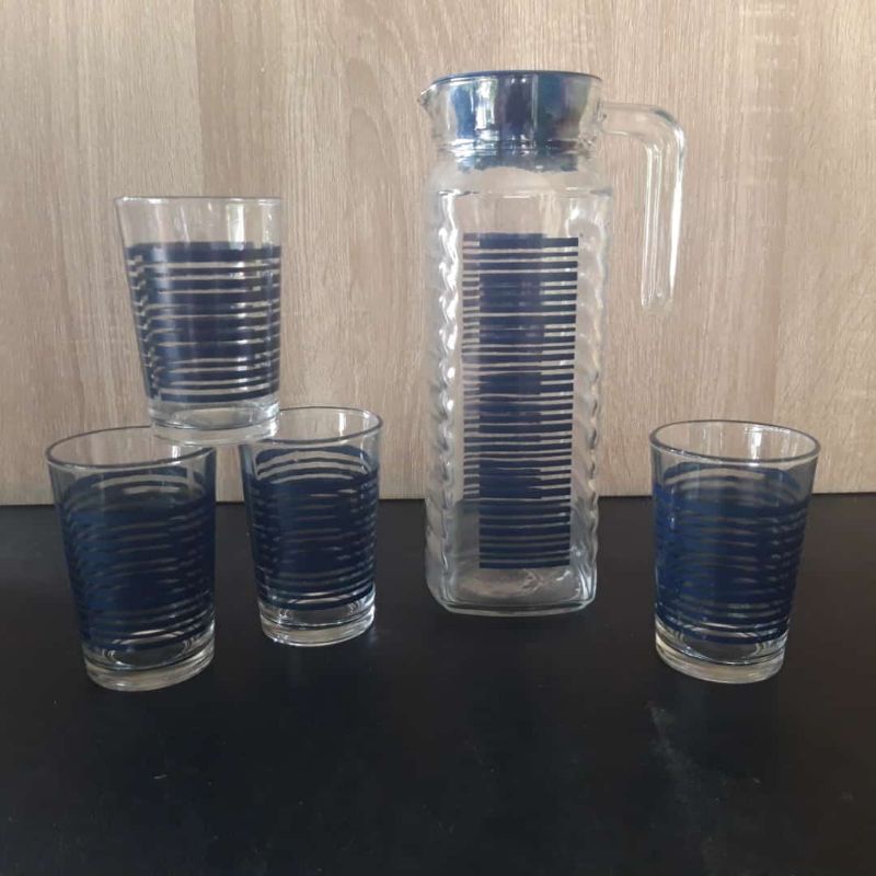 Teko Kaca Set Kimglass Plus Gelas 4pcs Motif Cantik - Random