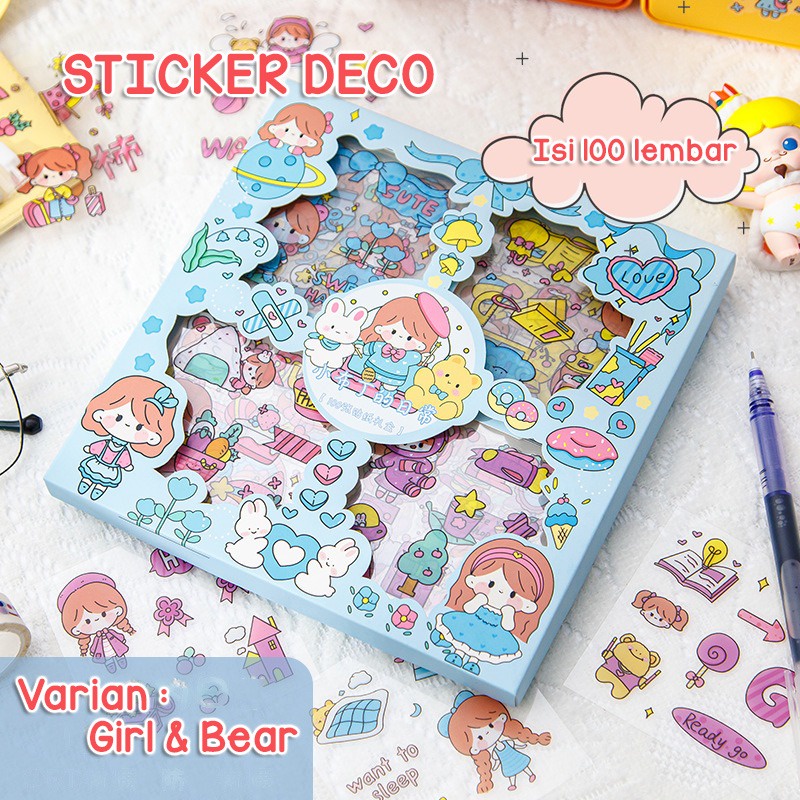 Isi 100 Lembar Sticker Deco Aesthetic Lucu Momo Stiker Anti Air Tumblr DIY Hp Stiker Motif Kartun Lucu ala Korea Dekorasi Buku Diary Memo Journal Catatan Harian Anak Sekolah Alat Tulis Bahan Stiker Transparant Bisa Untuk Kado Ulang Tahun GUDANG