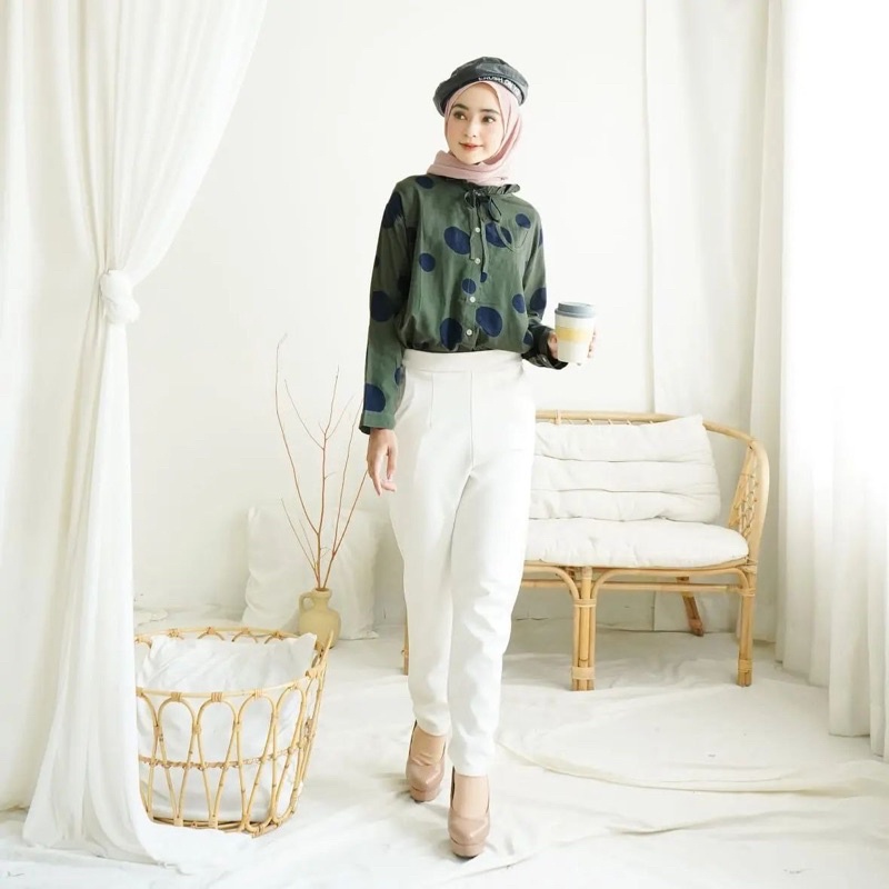 KEMEJA WANITA IMPORT / KEMEJA TANGAN PANJANG / BAJU KEMEJA MOTIF //FBFC SHIRT POLKADOT GRAN