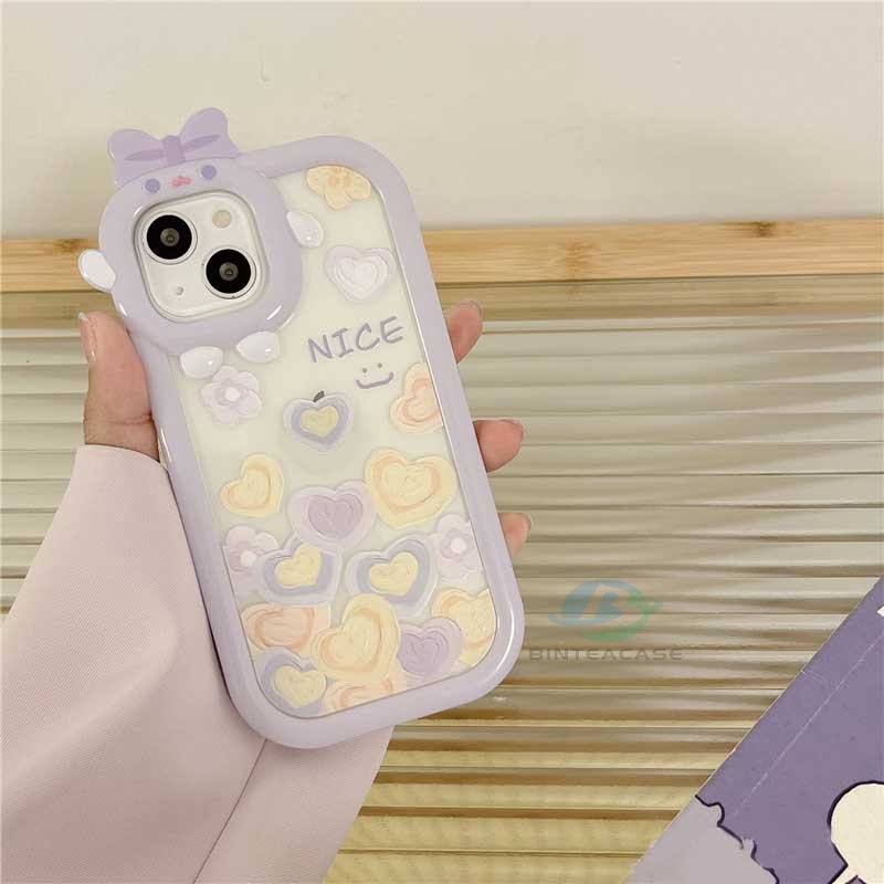 Realme 10 C55 C30 C31 C33 C35 C21Y C25Y RealmeC11 C25 C17 C15 C12 C3 C2 7i 5 5i 6i Lukisan Cat Minyak Love Monster Kecil Frame Lensa Phone Case Binteacase