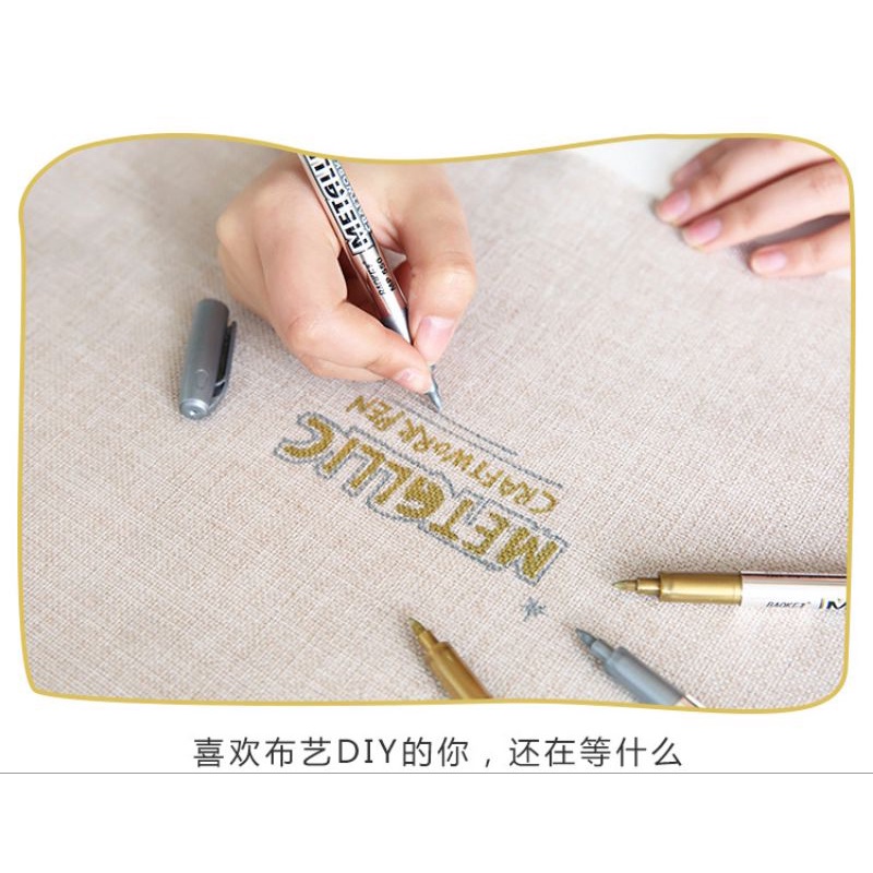 Spidol Metallic Permanen/Spidol Metalik/ Pen Baoke Gold Silver Pen Marker Spidol Metallic Emas Perak Baoke Spidol Ban Motor Mobil Paint Marker Permanent