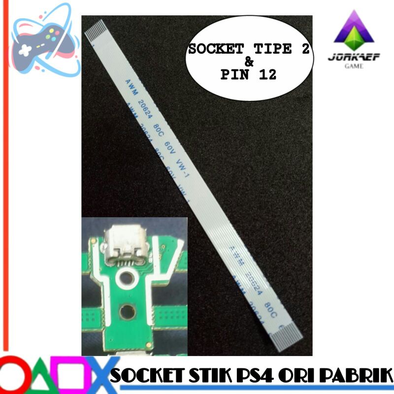 SOCKET STIK PS4 TIPE 2 ORI PABRIK + KABEL RESET PS 4 PIN 12