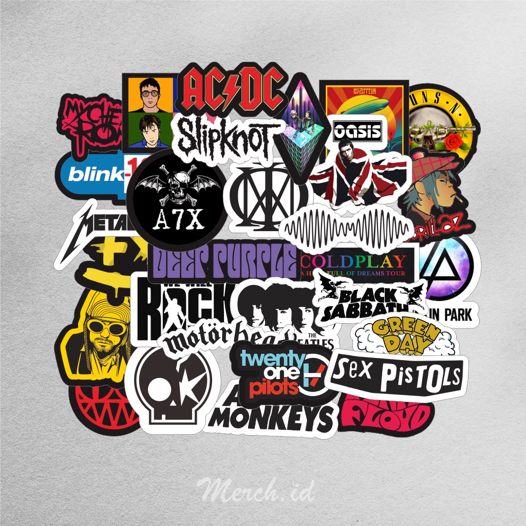 Stiker band stiker tumblr 29 pcs acdc nirvana queen beatles oasis handphone laptop case hp