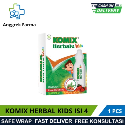 KOMIX HERBAL KIDS ISI 4/OBAT BATUK HERBAL ANAK/OBAT BATUK BERDAHAK