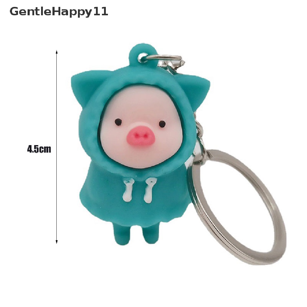 Gentlehappy Kartun Lucu Jas Hujan Piggy Doll Gantungan Kunci Memegang Susu Babi Kunci Cincin Tas Liontin id