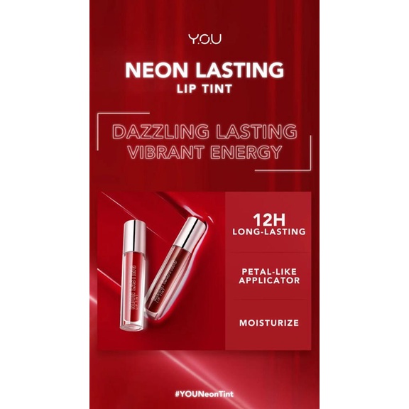 YOU Neon Lasting Lip Tint | Tahan Lama Hingga 12 Jam - ALL VARIAN