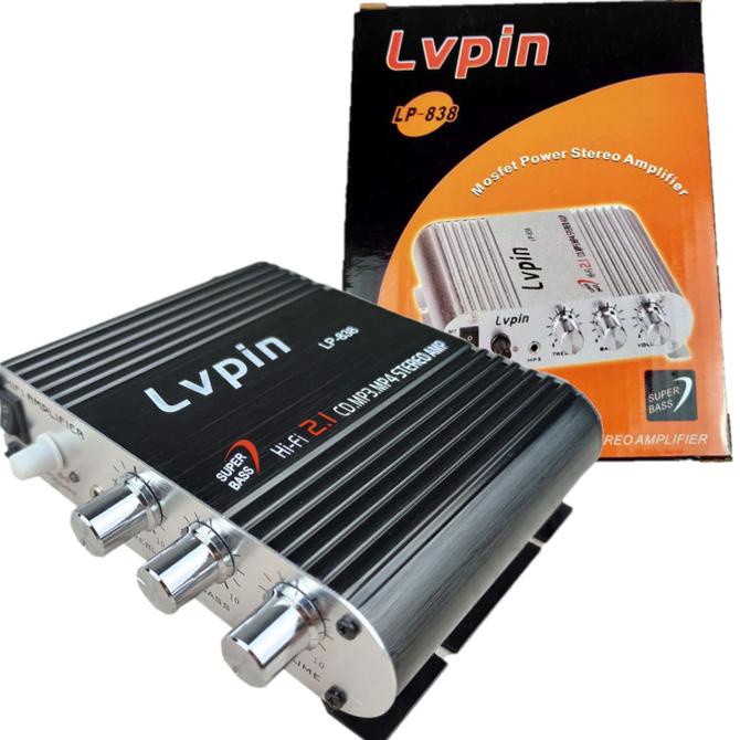 LVPIN Mini HiFi Stereo Amplifier Treble Bass Booster 12V 200W - LP-838