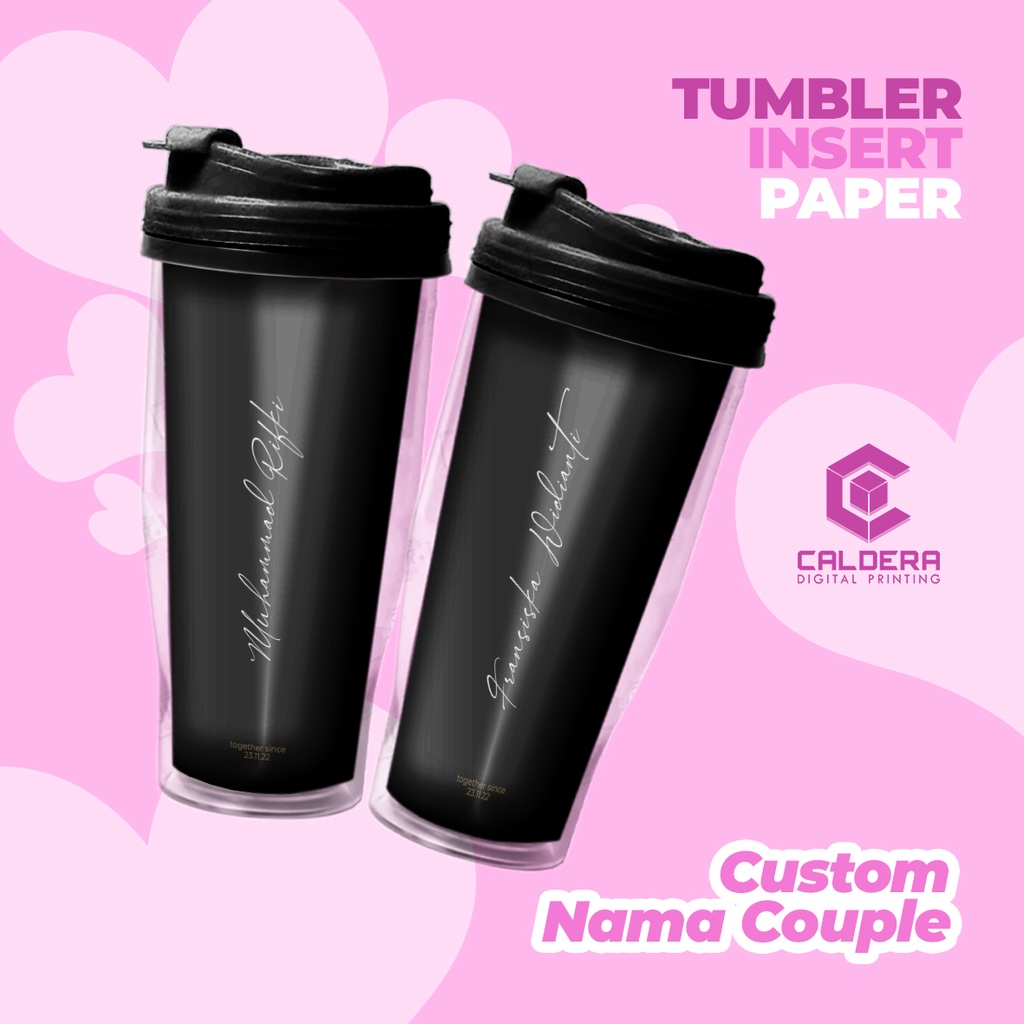 Tumbler Couple Custom Nama Kado Pernikahan / Anniversary Botol Minum Insert Paper 2 pcs - CALDERA DI