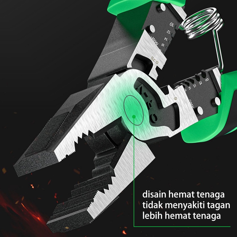 ISKU tang serbaguna multifungsi lengkap wire cutters tang potong kawat kabel listrik/tang kupas kombinasi 8 inch