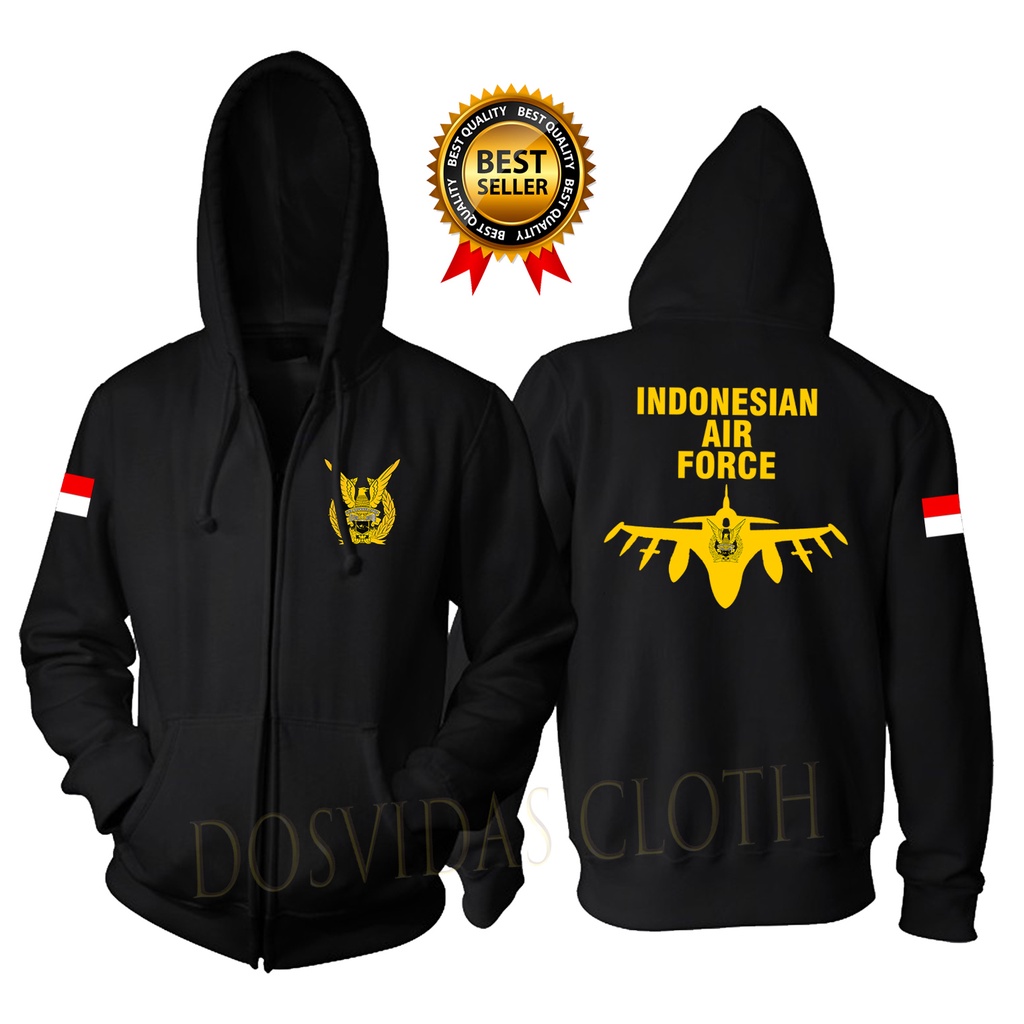 MURAH JAKET TNI-AU SWEATER HOODIE ZIPPER TNI AU JAKET ZIPPER INDONESIAN AIR FORCE TERBARU