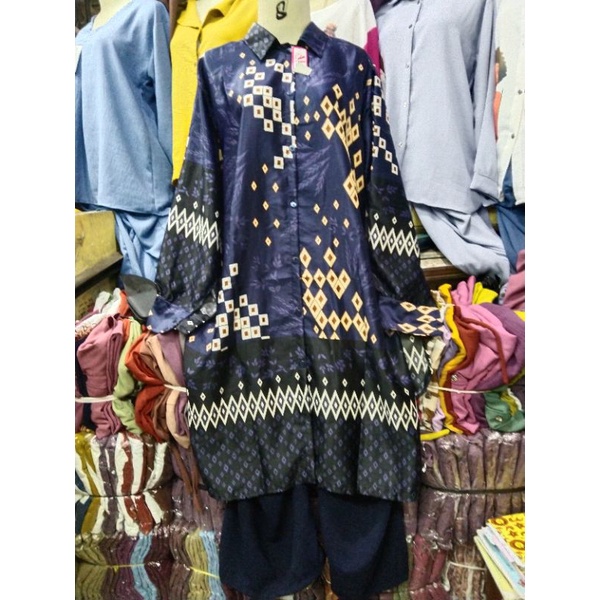 Stelan Kemeja Long Tunik Dior/One Set Long Tunik Viral