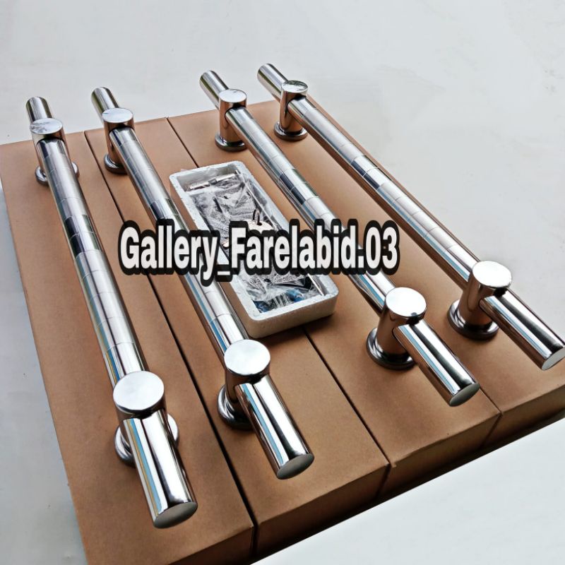 1 Meter Set Kunci Handle Tarikan Pintu Rumah Stainless Steel Bulat Spb Gagang Pintu Kupu Tarung 100 Cm Pegangan Pintu Minimalis