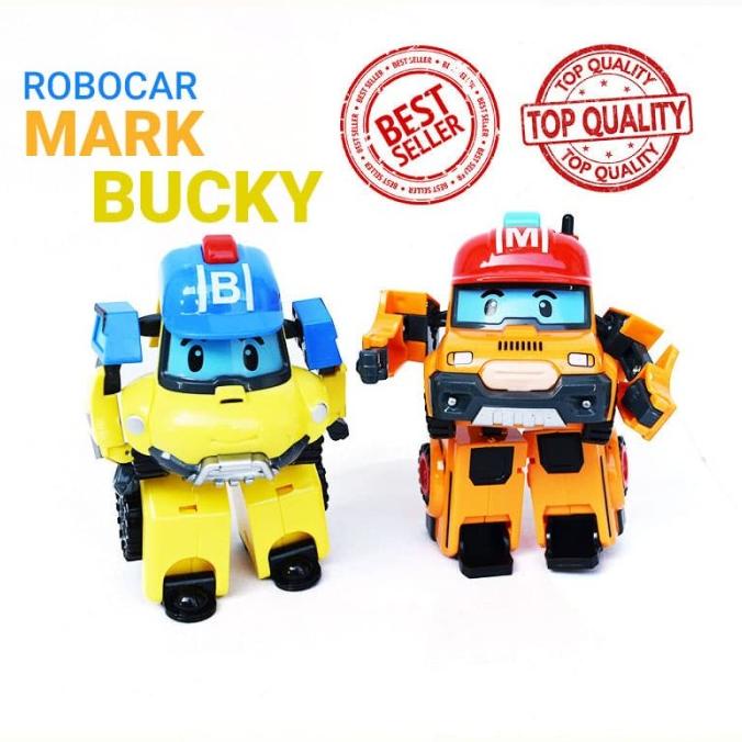 Robocar Poli transformer mainan figure bucky and mark set 2 bh