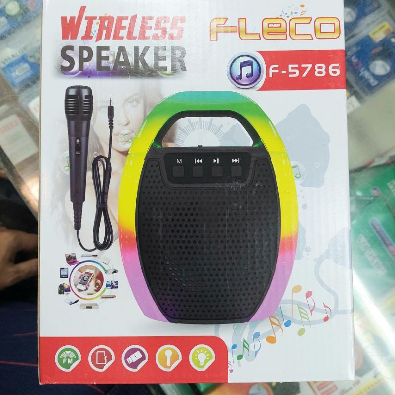 PROMO!!! SPEAKER BLUETOOTH PORTABLE FLECO F-5786 MP3/AUX/RADIOFM/LED/MICROPHONE