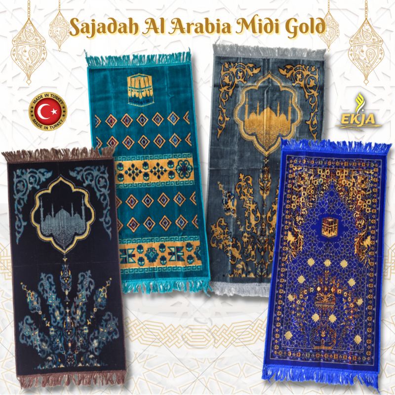 Sajadah Turkey Turkiye Al Arabia MIDI/SEDANG Spigel Timbul Turkey ukuran 53X105 cm original Grosir E