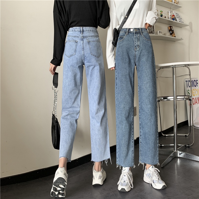 Rawis Highwaist Straight Celana Jeans Wanita Dua tombol / Good Sister Jeans