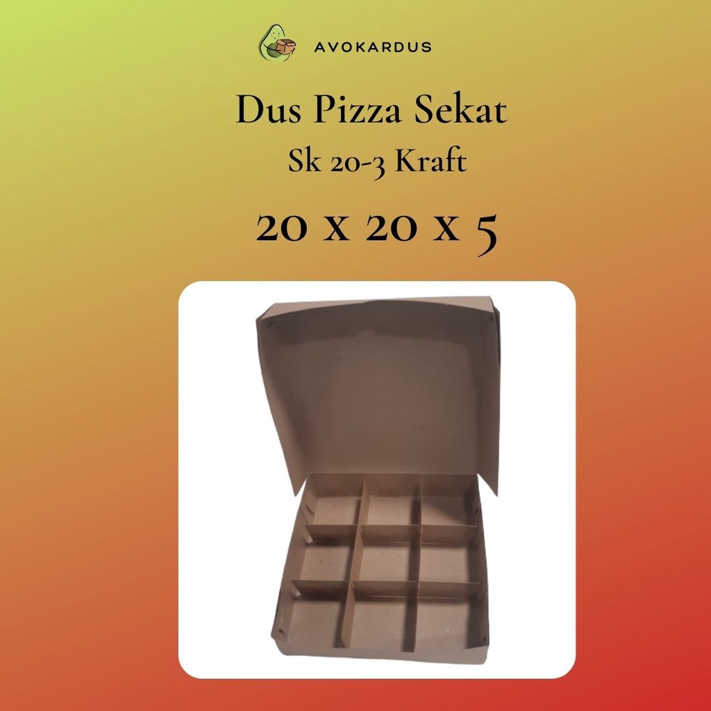 

Dus Pizza Kraft Laminasi 20x20x5 + Sekat Sk20-3 / Dus Pizza / Box pizza