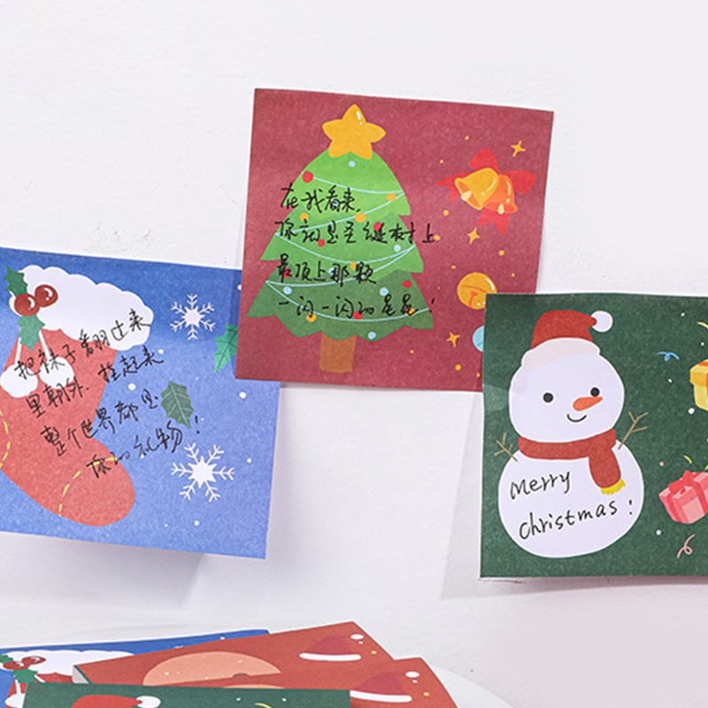 4pcs Sticky Notesmemo Mini Motif Kartun Seri Natal Untuk Pelajar