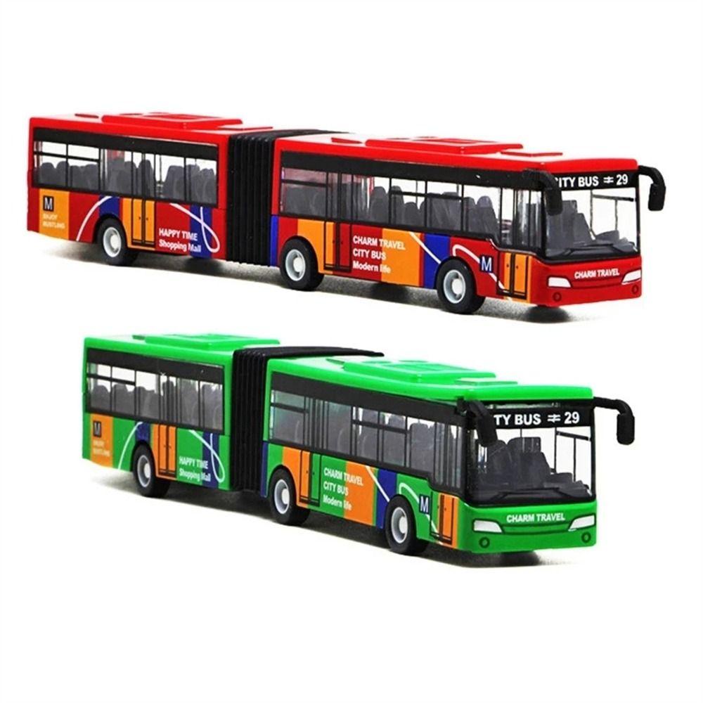 NEEDWAY Diecast Bus Mainan Hadiah Ulang Tahun Hadiah Untuk Anak Kendaraan Set Mainan Kendaraan Mobil Model Bis Mainan Edukasi Articulated Bus