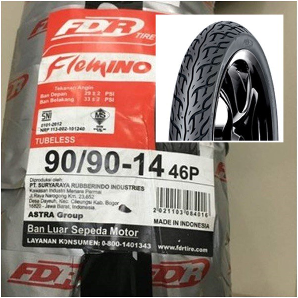 BAN LUAR MOTOR MATIC FDR FLEMINO 90/90-14 TUBELESS