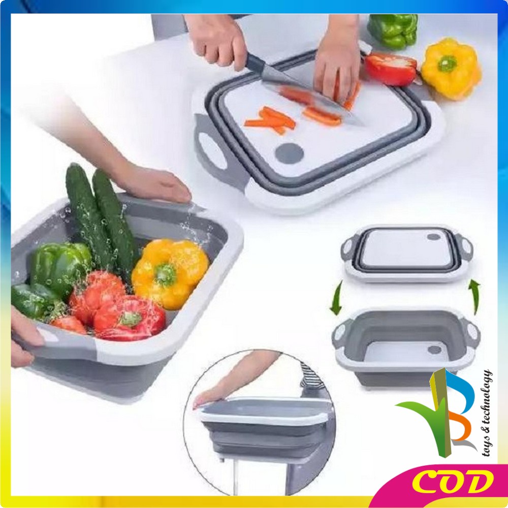 RB-C128 Talenan Lipat Baskom Multifungsi 3in1 Cutting Board Portable Baskom Lipat Peralatan Dapur