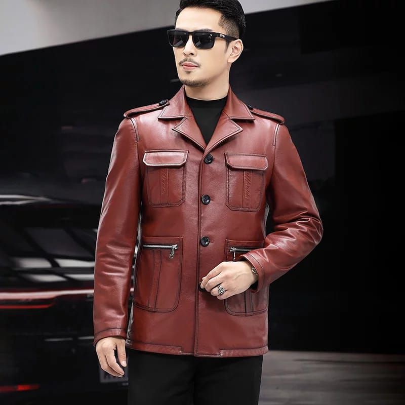 JAKET BLAZER KULIT DOMBA ASLI 100%-BLAZER KULIT PRIA PORMAL-BLAZER KULIT ORIGINAL-JAKET BLAZER KULIT