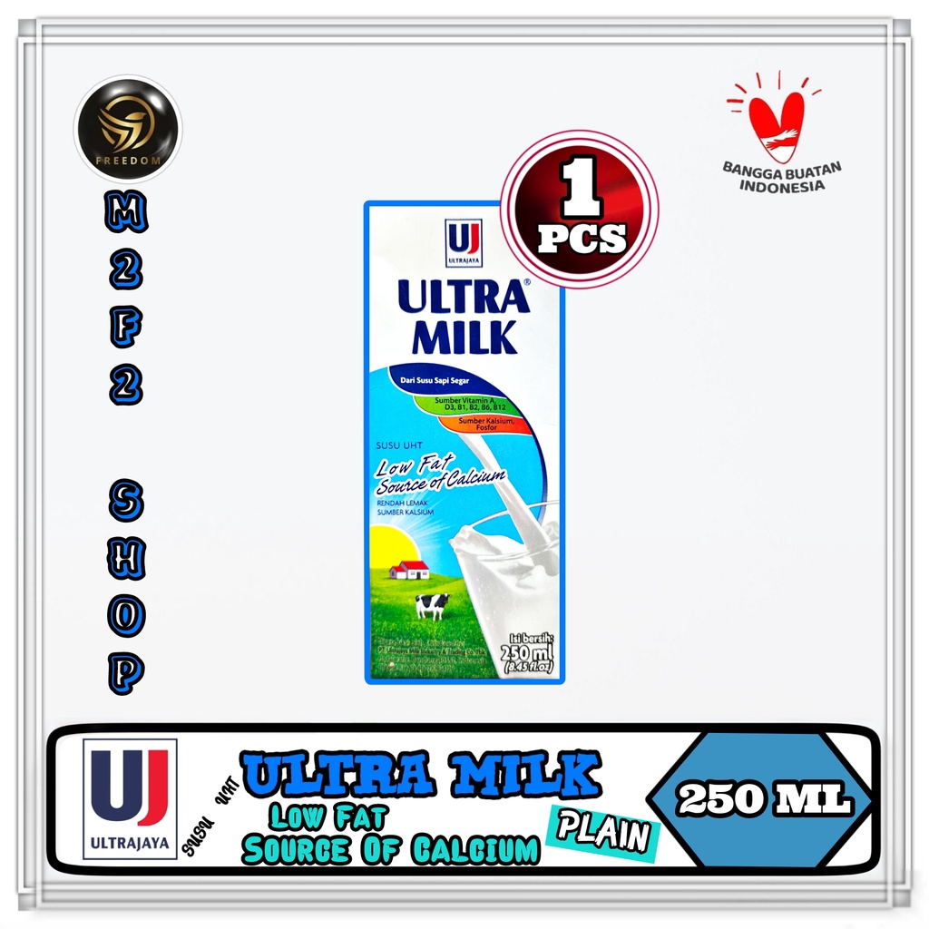 

Susu Ultra Milk Rasa Low Fat Source of Calcium Kotak UHT | Plain - 250 ml (Kemasan Satuan)