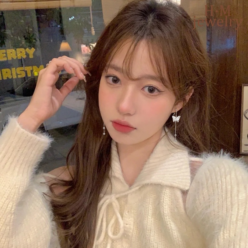 Anting Gantung Panjang Model Kupu-Kupu Dengan Rumbai Untuk Wanita 2022