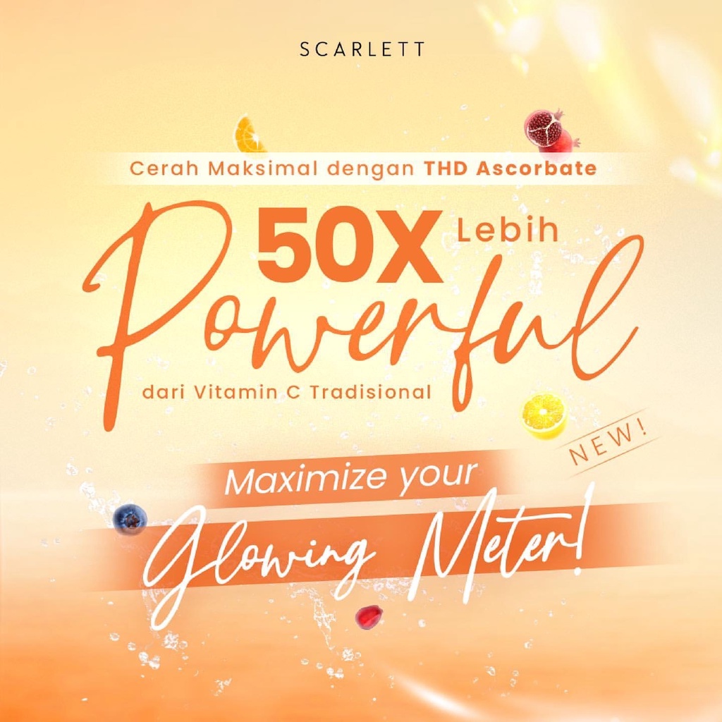 SCARLETT Whitening C-Power Series Indonesia / 50X More Powerful Than Traditional Vitamin C / Brightening / Mencerahkan Melembabkan Kulit / Skincare Face Care / Perawatan Wajah / Paket Combo Series / Facial Wash Toner Mist Serum Mistry Cream Moisturizer