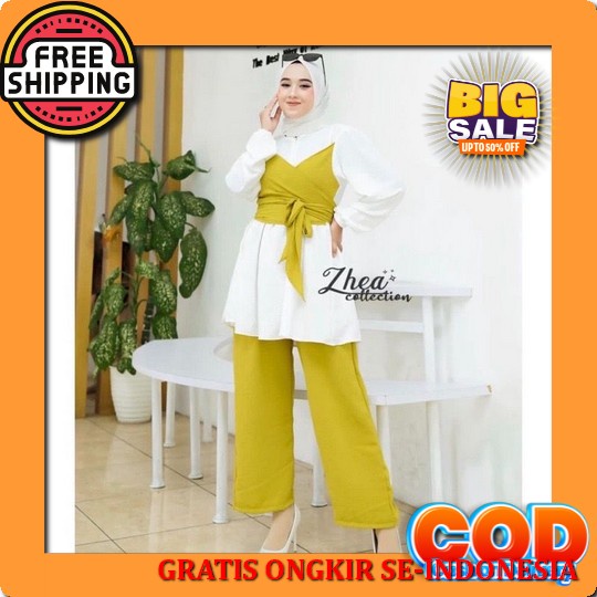 [ Cod ] Setelan Wanita Dewasa Vanesh Set Bahan Torry Bruch Import By Valent Hijab Setelan Wanita Kek